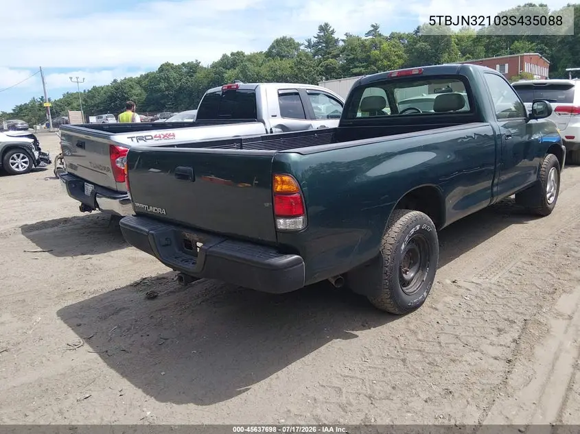 2003 Toyota Tundra VIN: 5TBJN32103S435088 Lot: 45637698