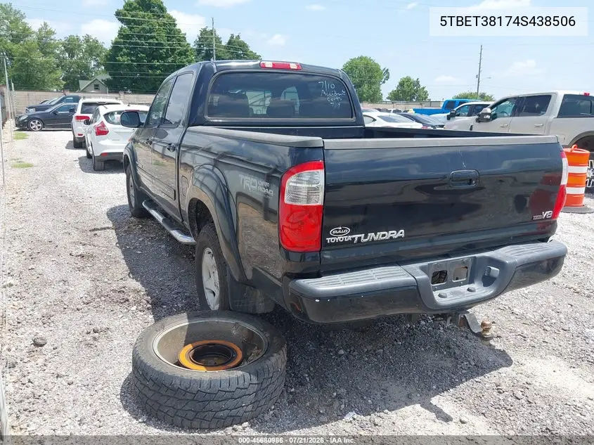 2004 Toyota Tundra Limited V8 VIN: 5TBET38174S438506 Lot: 45680986