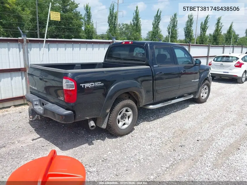 2004 Toyota Tundra Limited V8 VIN: 5TBET38174S438506 Lot: 45680986