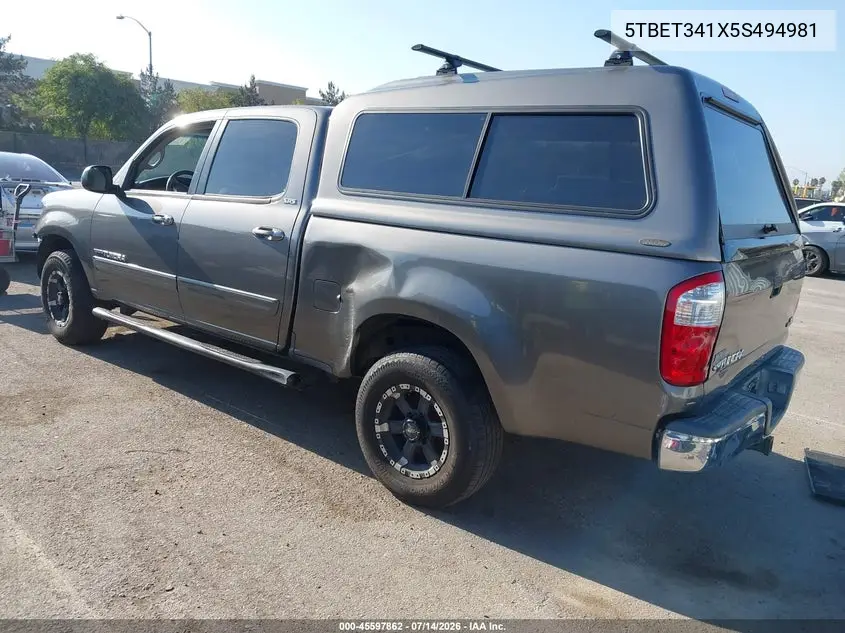 2005 Toyota Tundra Sr5 V8 VIN: 5TBET341X5S494981 Lot: 45597862