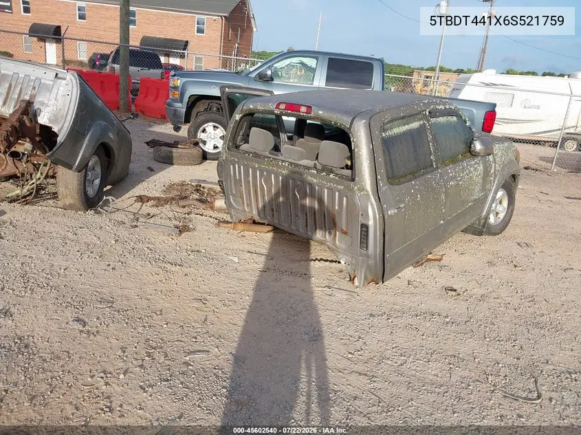 2006 Toyota Tundra Sr5 V8 VIN: 5TBDT441X6S521759 Lot: 45602540