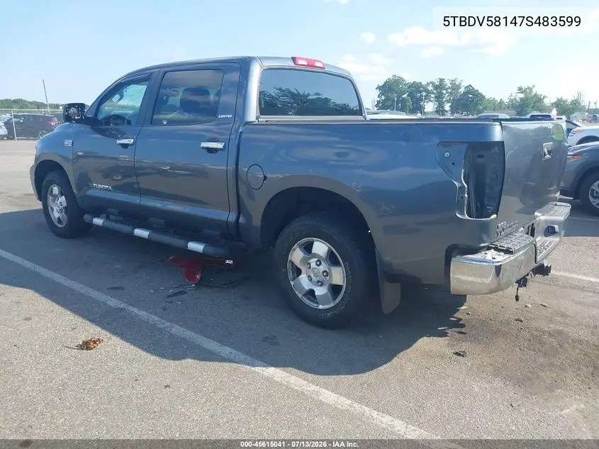 2007 Toyota Tundra Limited 5.7L V8 VIN: 5TBDV58147S483599 Lot: 45615041