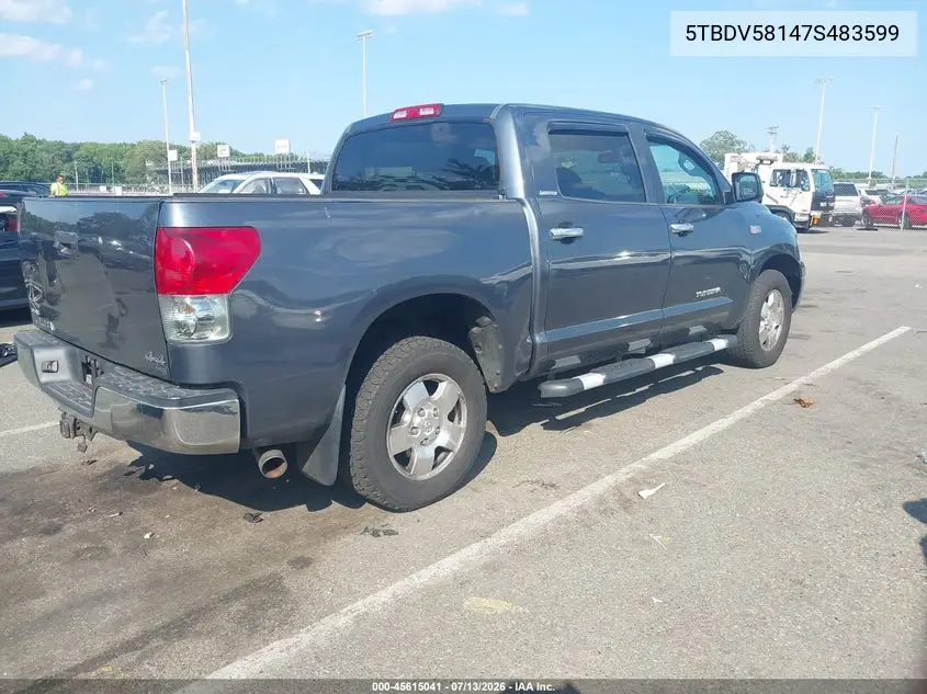 2007 Toyota Tundra Limited 5.7L V8 VIN: 5TBDV58147S483599 Lot: 45615041