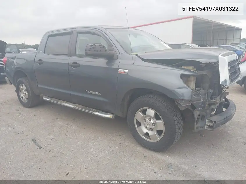2007 Toyota Tundra Sr5 5.7L V8 VIN: 5TFEV54197X031322 Lot: 45617091