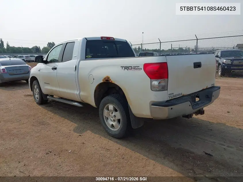 2008 Toyota Tundra Double Cab/Double Cab Sr5 VIN: 5TBBT54108S460423 Lot: 30094716