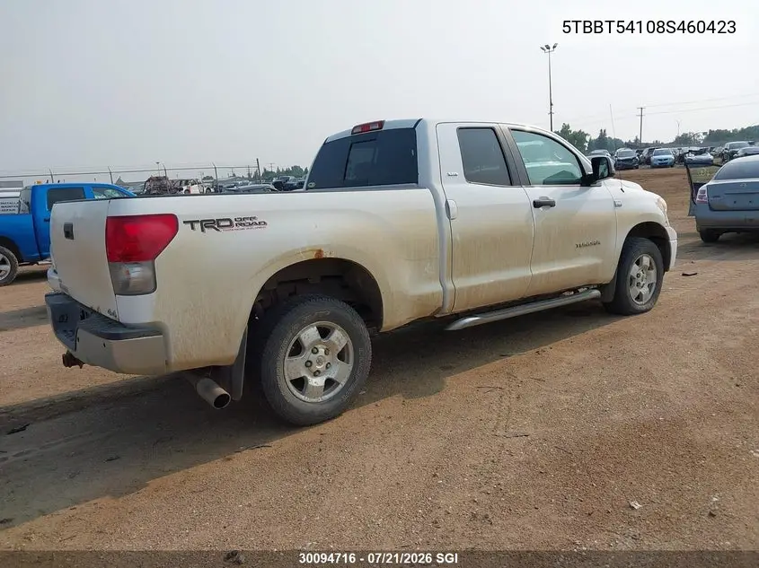 2008 Toyota Tundra Double Cab/Double Cab Sr5 VIN: 5TBBT54108S460423 Lot: 30094716