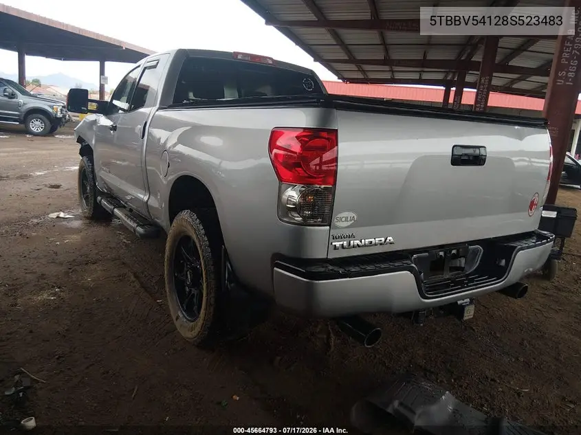 2008 Toyota Tundra Base 5.7L V8 VIN: 5TBBV54128S523483 Lot: 45664793