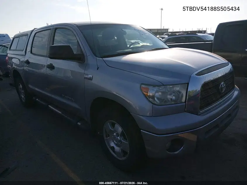 2008 Toyota Tundra Sr5 5.7L V8 VIN: 5TBDV54188S505434 Lot: 45667111