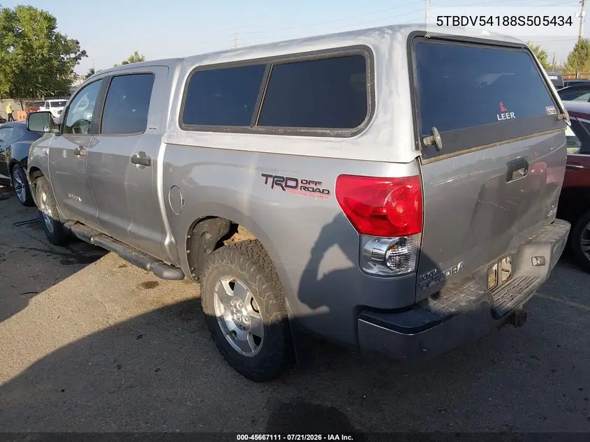 2008 Toyota Tundra Sr5 5.7L V8 VIN: 5TBDV54188S505434 Lot: 45667111