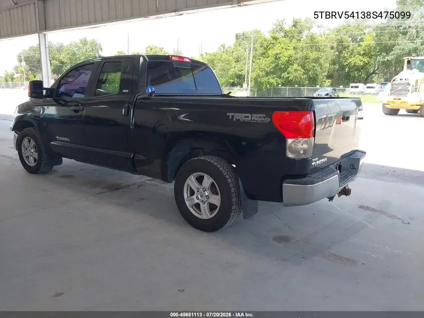 2008 Toyota Tundra Sr5 5.7L V8 VIN: 5TBRV54138S475099 Lot: 45681113