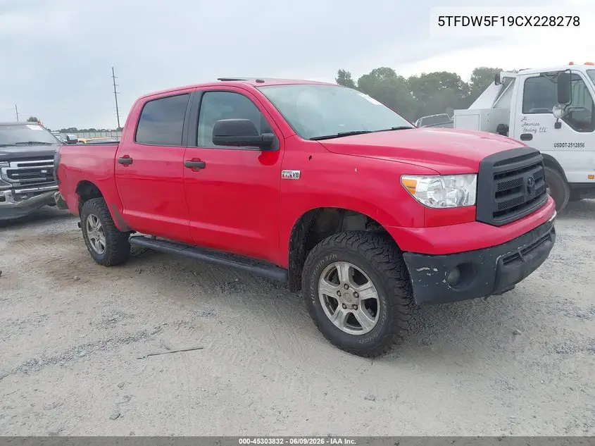 2012 Toyota Tundra Grade 5.7L V8 VIN: 5TFDW5F19CX228278 Lot: 45303832