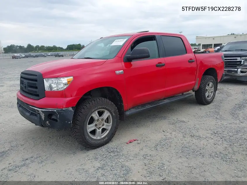 2012 Toyota Tundra Grade 5.7L V8 VIN: 5TFDW5F19CX228278 Lot: 45303832