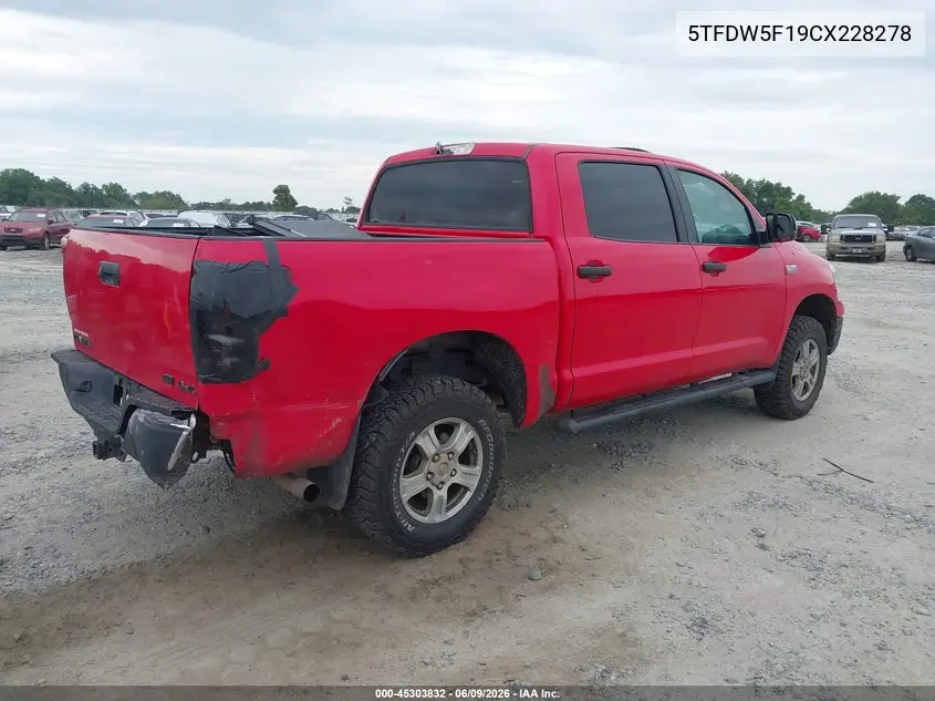 2012 Toyota Tundra Grade 5.7L V8 VIN: 5TFDW5F19CX228278 Lot: 45303832