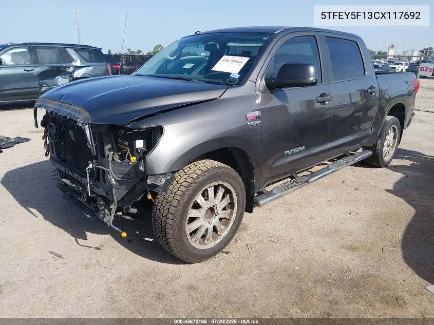 2012 Toyota Tundra Grade 5.7L V8 VIN: 5TFEY5F13CX117692 Lot: 45670166