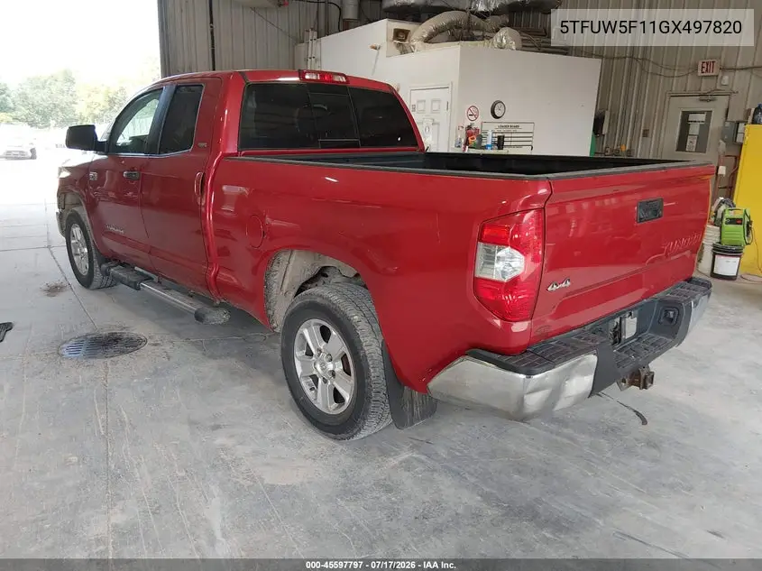 2016 Toyota Tundra Sr5 5.7L V8 VIN: 5TFUW5F11GX497820 Lot: 45597797
