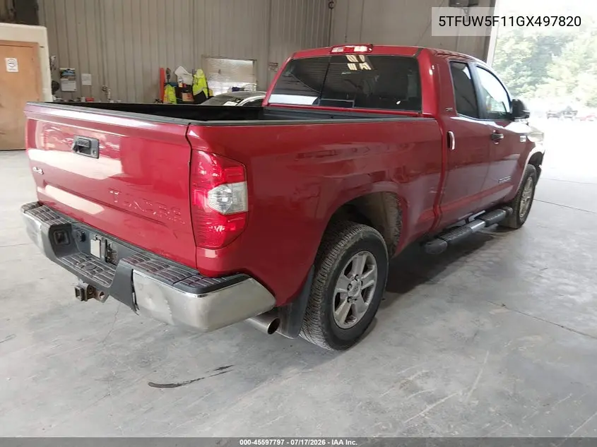 2016 Toyota Tundra Sr5 5.7L V8 VIN: 5TFUW5F11GX497820 Lot: 45597797