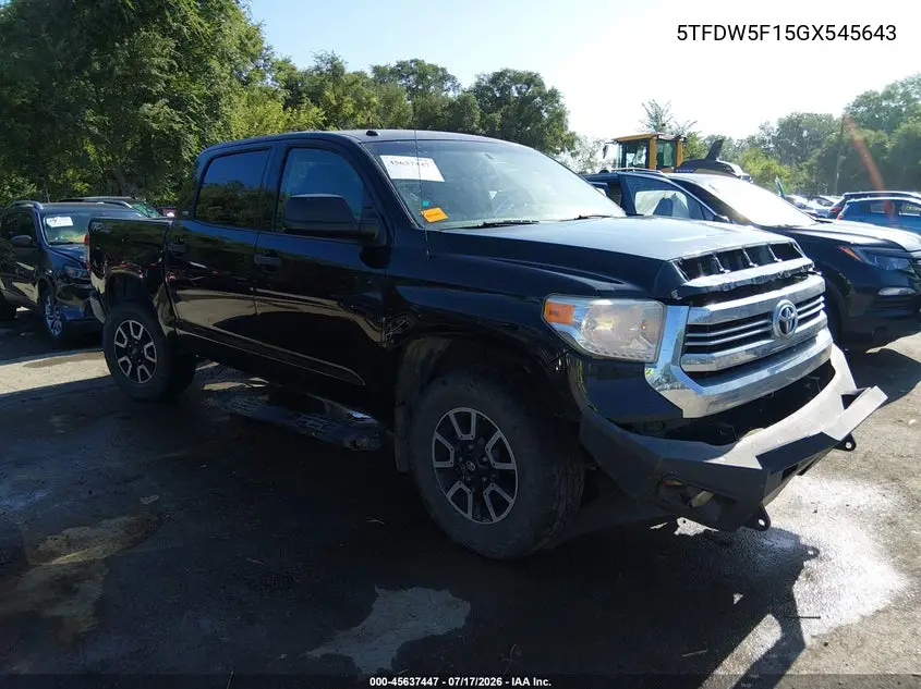 2016 Toyota Tundra Sr5 5.7L V8 VIN: 5TFDW5F15GX545643 Lot: 45637447