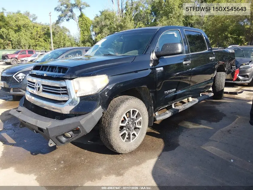 2016 Toyota Tundra Sr5 5.7L V8 VIN: 5TFDW5F15GX545643 Lot: 45637447