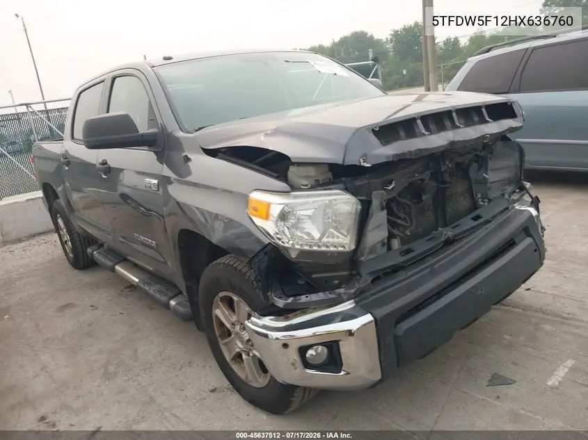 2017 Toyota Tundra Sr5 5.7L V8 VIN: 5TFDW5F12HX636760 Lot: 45637512