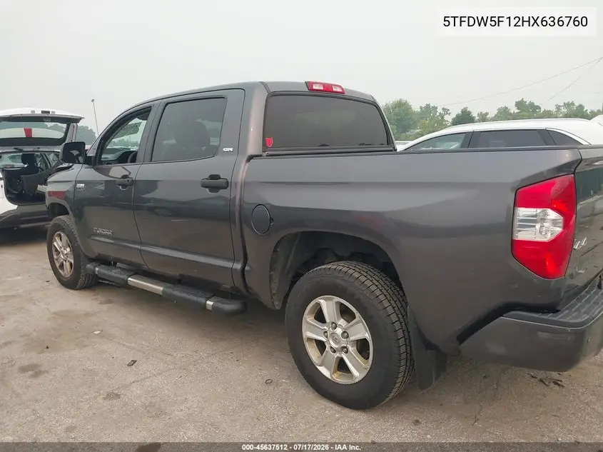 2017 Toyota Tundra Sr5 5.7L V8 VIN: 5TFDW5F12HX636760 Lot: 45637512