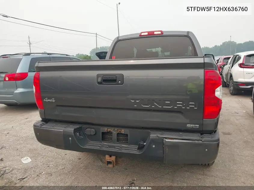 2017 Toyota Tundra Sr5 5.7L V8 VIN: 5TFDW5F12HX636760 Lot: 45637512