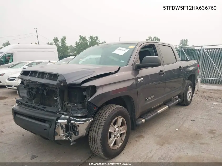 2017 Toyota Tundra Sr5 5.7L V8 VIN: 5TFDW5F12HX636760 Lot: 45637512