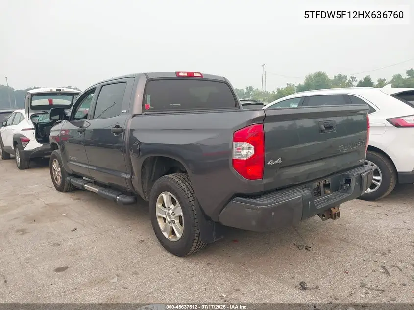 2017 Toyota Tundra Sr5 5.7L V8 VIN: 5TFDW5F12HX636760 Lot: 45637512