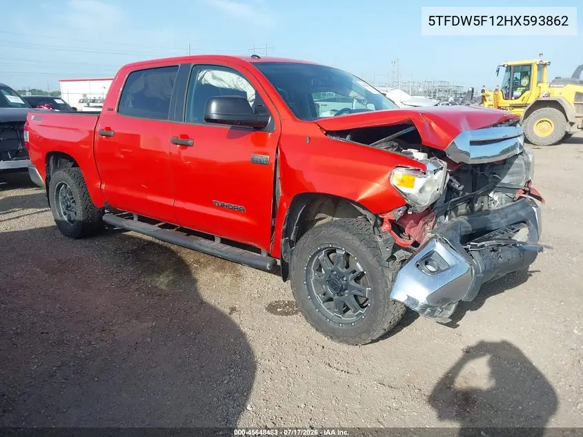 2017 Toyota Tundra Sr5 5.7L V8 VIN: 5TFDW5F12HX593862 Lot: 45648483