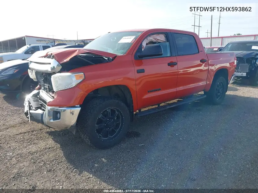 2017 Toyota Tundra Sr5 5.7L V8 VIN: 5TFDW5F12HX593862 Lot: 45648483