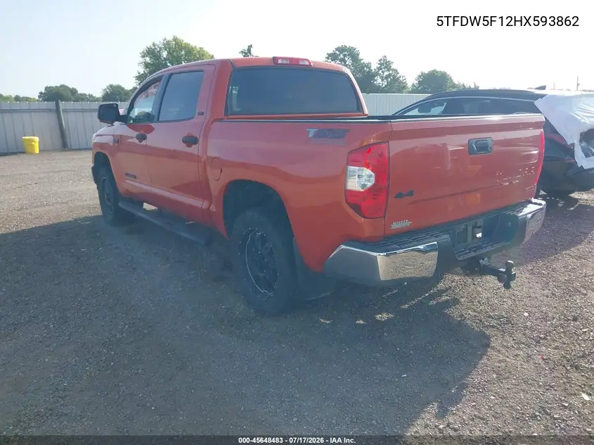 2017 Toyota Tundra Sr5 5.7L V8 VIN: 5TFDW5F12HX593862 Lot: 45648483