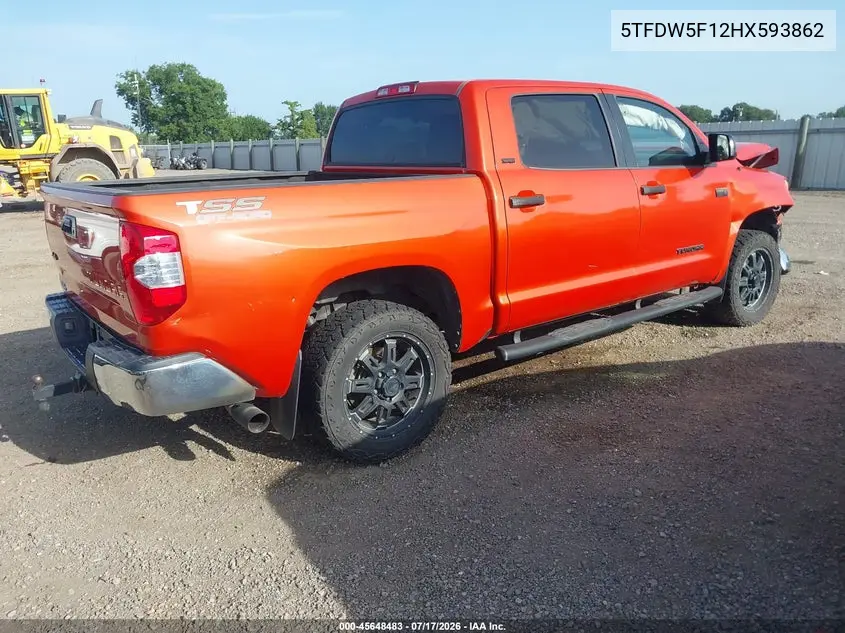 2017 Toyota Tundra Sr5 5.7L V8 VIN: 5TFDW5F12HX593862 Lot: 45648483