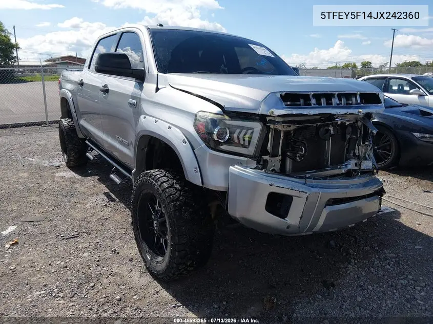 2018 Toyota Tundra Sr5 5.7L V8 VIN: 5TFEY5F14JX242360 Lot: 45593365