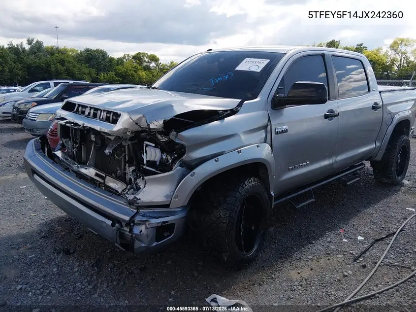 2018 Toyota Tundra Sr5 5.7L V8 VIN: 5TFEY5F14JX242360 Lot: 45593365