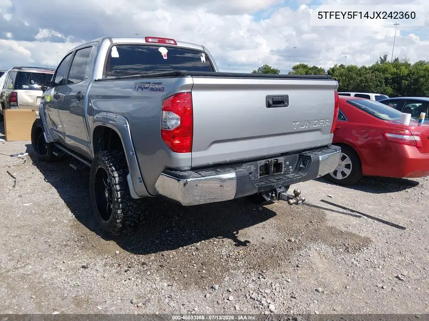 2018 Toyota Tundra Sr5 5.7L V8 VIN: 5TFEY5F14JX242360 Lot: 45593365