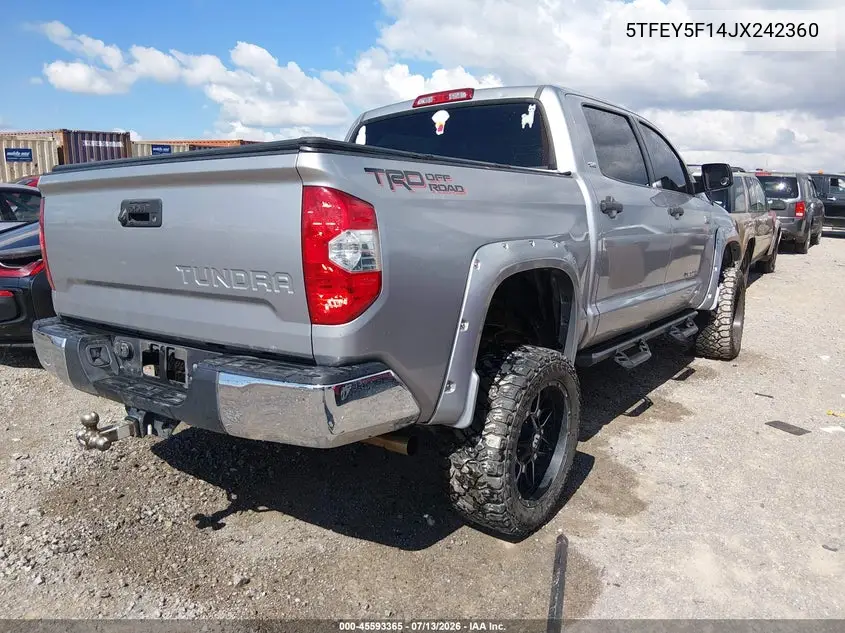 2018 Toyota Tundra Sr5 5.7L V8 VIN: 5TFEY5F14JX242360 Lot: 45593365