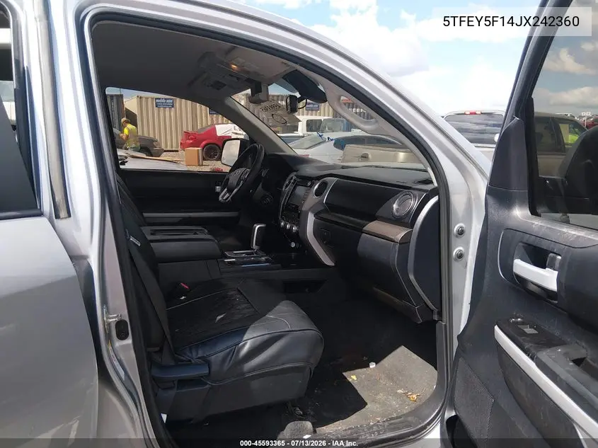 2018 Toyota Tundra Sr5 5.7L V8 VIN: 5TFEY5F14JX242360 Lot: 45593365