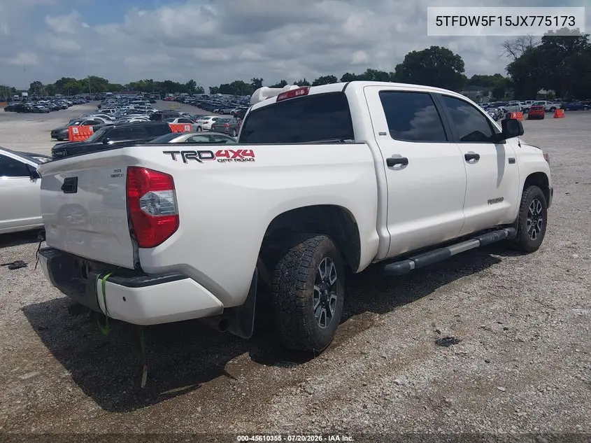 2018 Toyota Tundra Sr5 5.7L V8 VIN: 5TFDW5F15JX775173 Lot: 45610355
