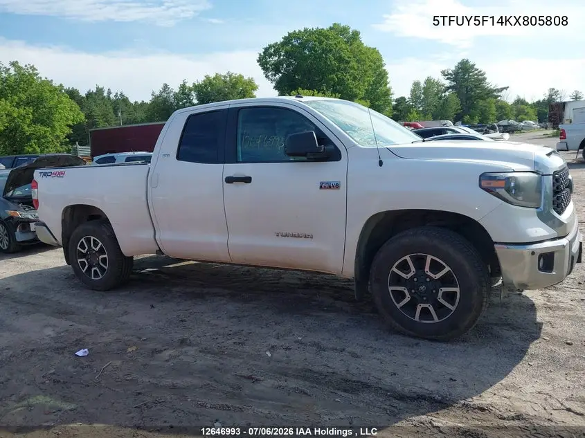 2019 Toyota Tundra Sr5 Plus 5.7L V8 VIN: 5TFUY5F14KX805808 Lot: 12646993