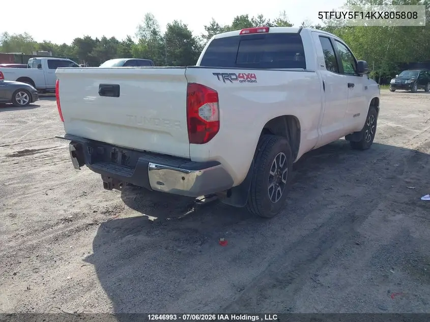 2019 Toyota Tundra Sr5 Plus 5.7L V8 VIN: 5TFUY5F14KX805808 Lot: 12646993