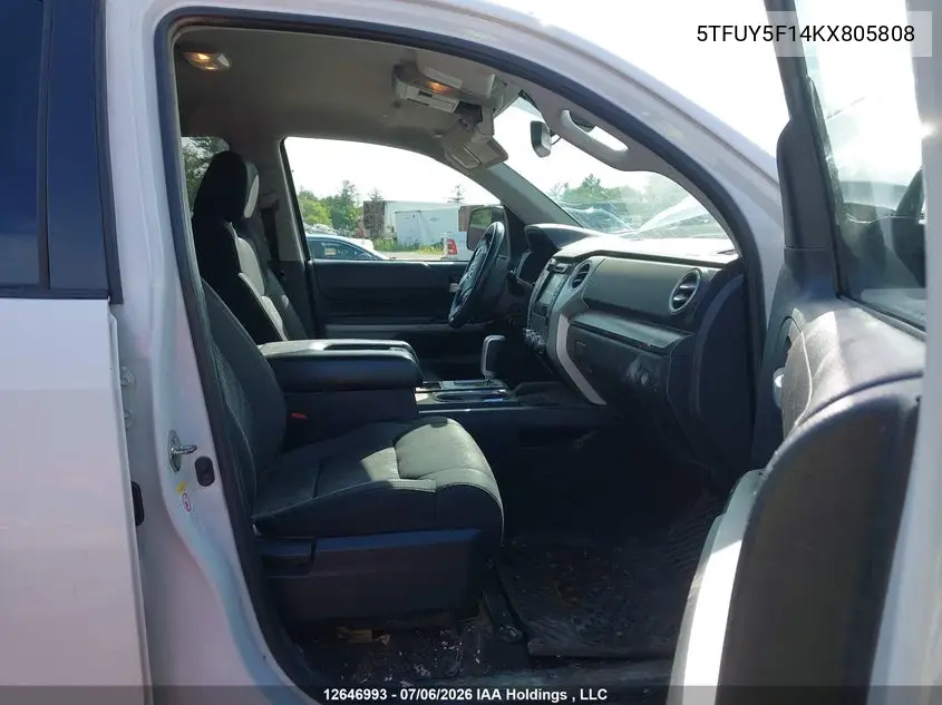 2019 Toyota Tundra Sr5 Plus 5.7L V8 VIN: 5TFUY5F14KX805808 Lot: 12646993