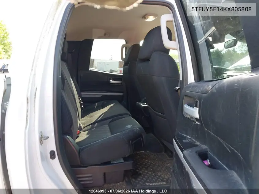 2019 Toyota Tundra Sr5 Plus 5.7L V8 VIN: 5TFUY5F14KX805808 Lot: 12646993