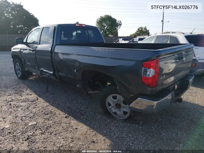 2020 Toyota Tundra Sr5 VIN: 5TFCY5F14LX026776 Lot: 45305562
