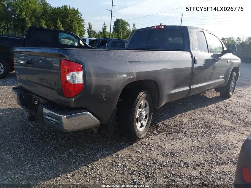 2020 Toyota Tundra Sr5 VIN: 5TFCY5F14LX026776 Lot: 45305562
