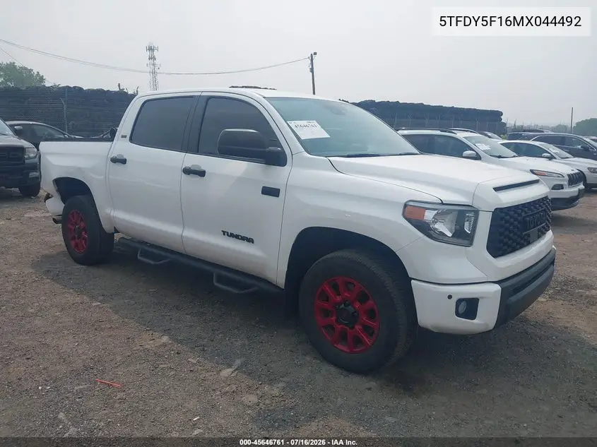 2021 Toyota Tundra Sr5 VIN: 5TFDY5F16MX044492 Lot: 45646761