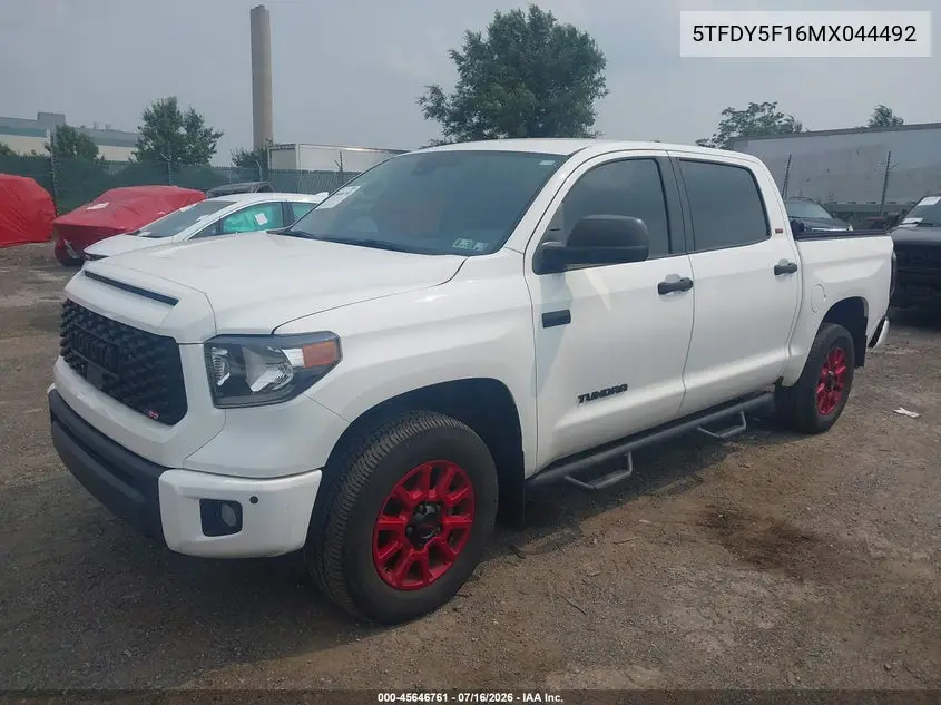 2021 Toyota Tundra Sr5 VIN: 5TFDY5F16MX044492 Lot: 45646761
