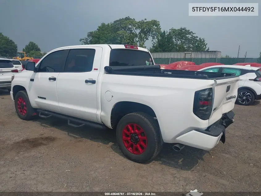 2021 Toyota Tundra Sr5 VIN: 5TFDY5F16MX044492 Lot: 45646761
