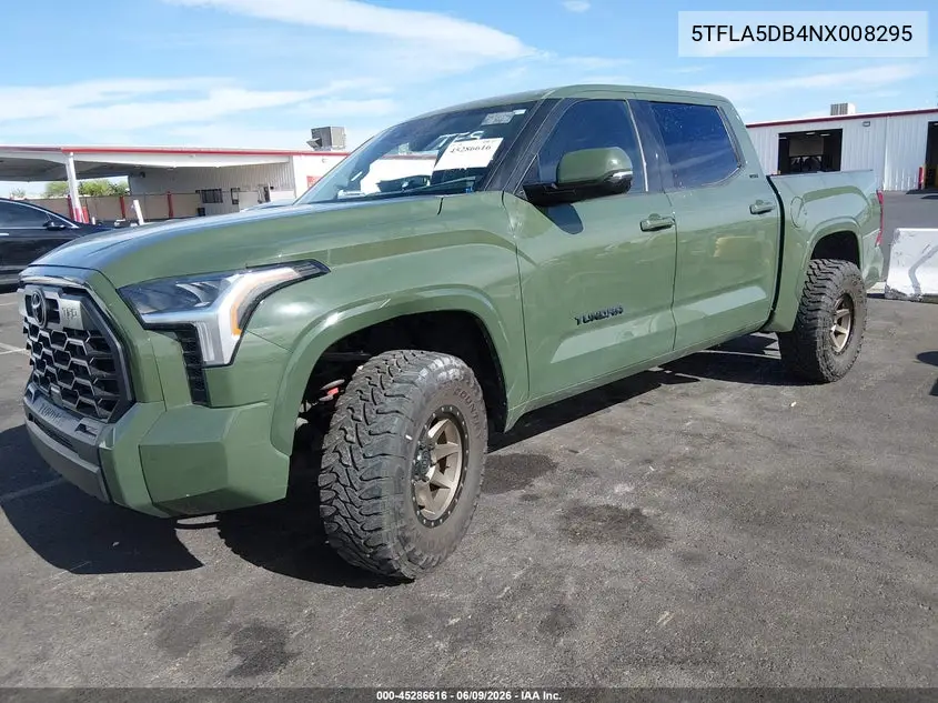 2022 Toyota Tundra Sr5 VIN: 5TFLA5DB4NX008295 Lot: 45286616