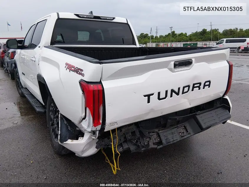 2022 Toyota Tundra Sr5 VIN: 5TFLA5ABXNX015305 Lot: 45594544