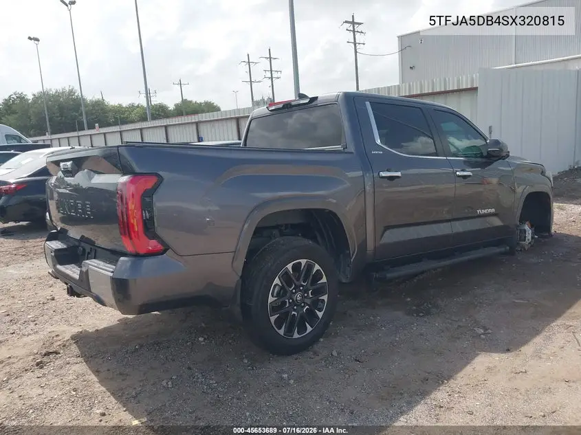 2025 Toyota Tundra Limited VIN: 5TFJA5DB4SX320815 Lot: 45653689
