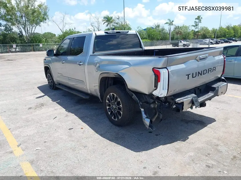 2025 Toyota Tundra Limited VIN: 5TFJA5EC8SX039981 Lot: 45689150